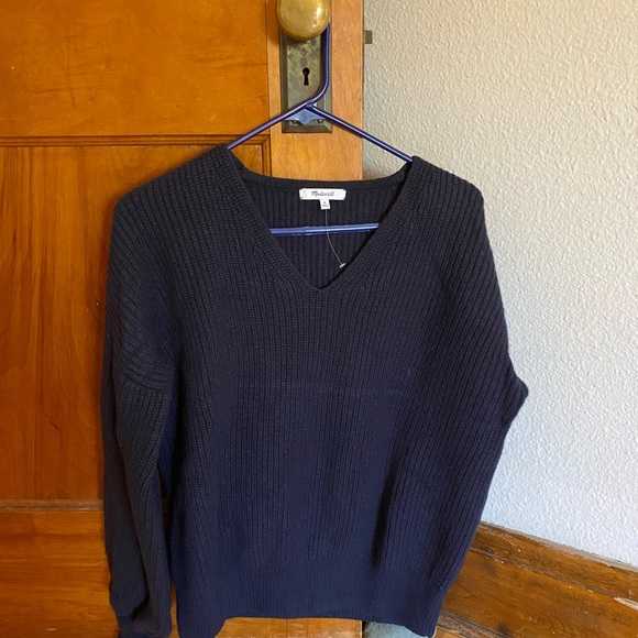 Madewell Thornton Balloon Sleeve Sweater Navy Blue - Picture 2 of 7